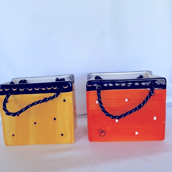 Gently Used Set Of Two Very Cute Ceramic Basket Halloween Decor - Picture 2 of 8